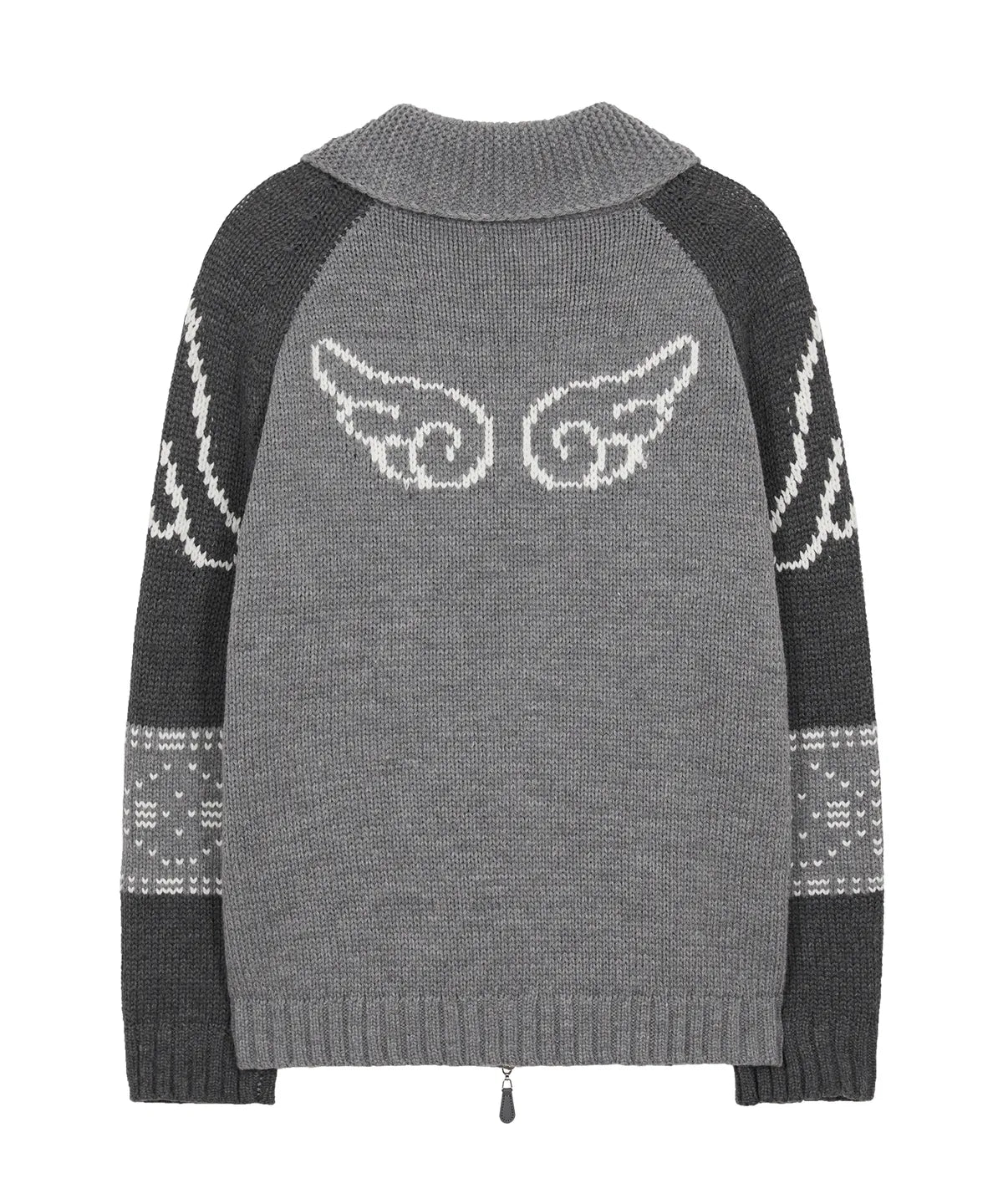 Angel Ring Cowichan Knit Zip-up / Grey