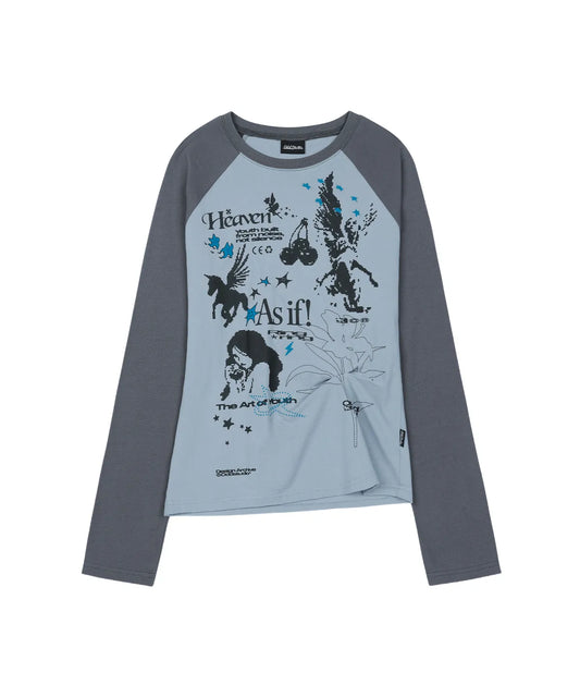 Kitsch Stamp Pintuck Raglan Long Sleeve / 2 color