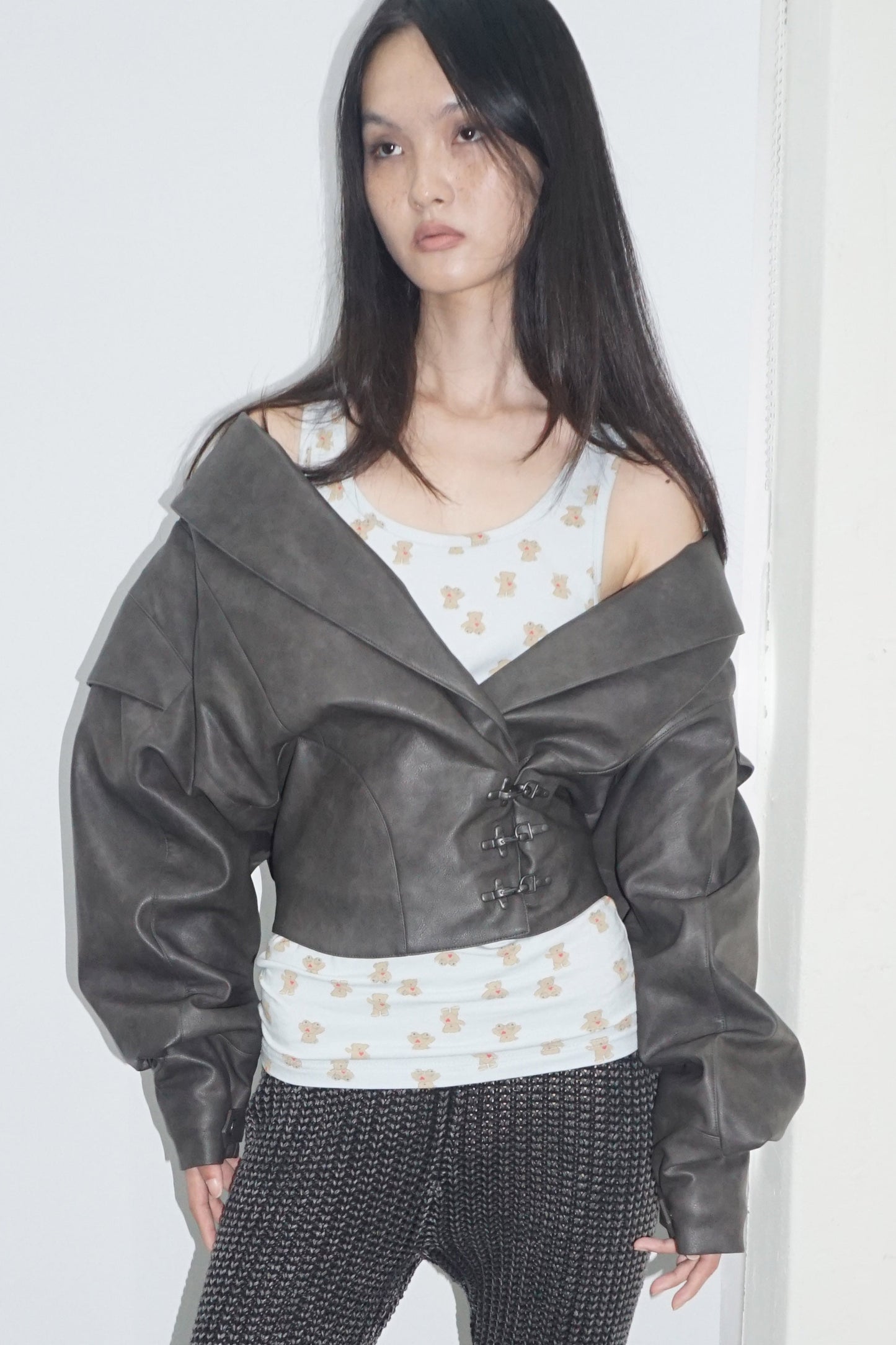 Corset Latch Down Jacket Charcoal