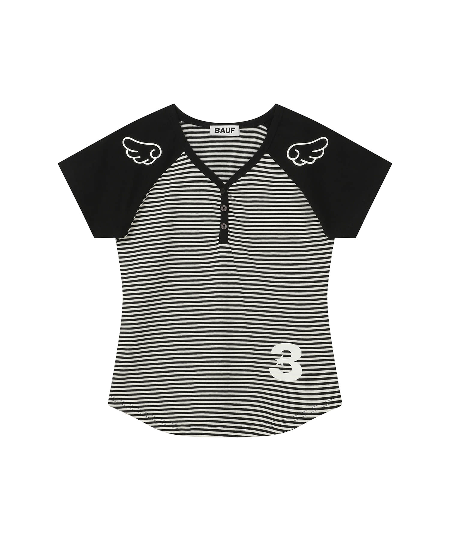 【BAUF】3BUTTON ANGEL SLIM FIT T-SHIRT Bauf 3-Button Angel Slim Fit T-Shirt [Stripe Gray] on