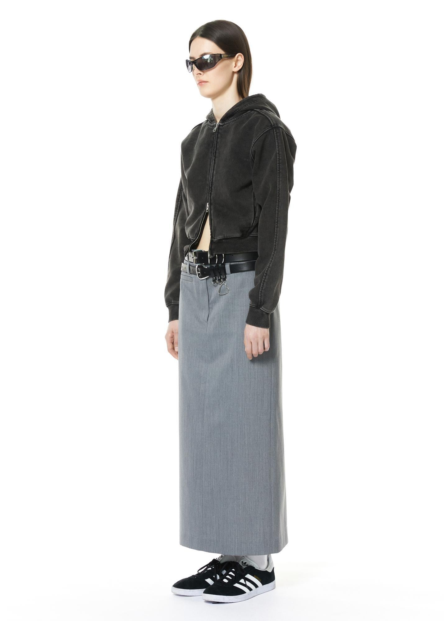1710 SNOW WASHED CROPPED ZIP-FRONT HOODIE