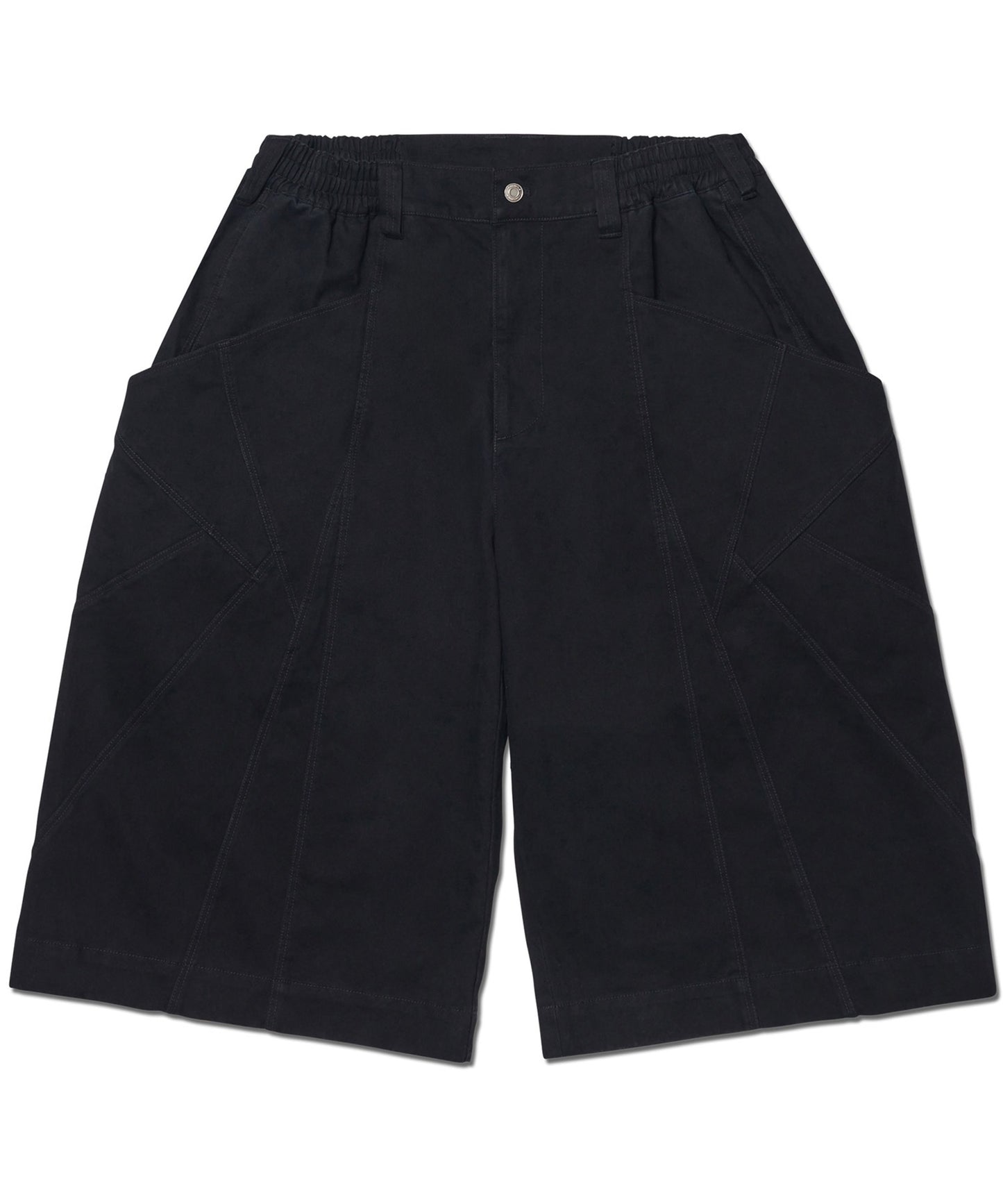 DIAGONAL POCKET BERMUDA PANTS - WASHED BLACK