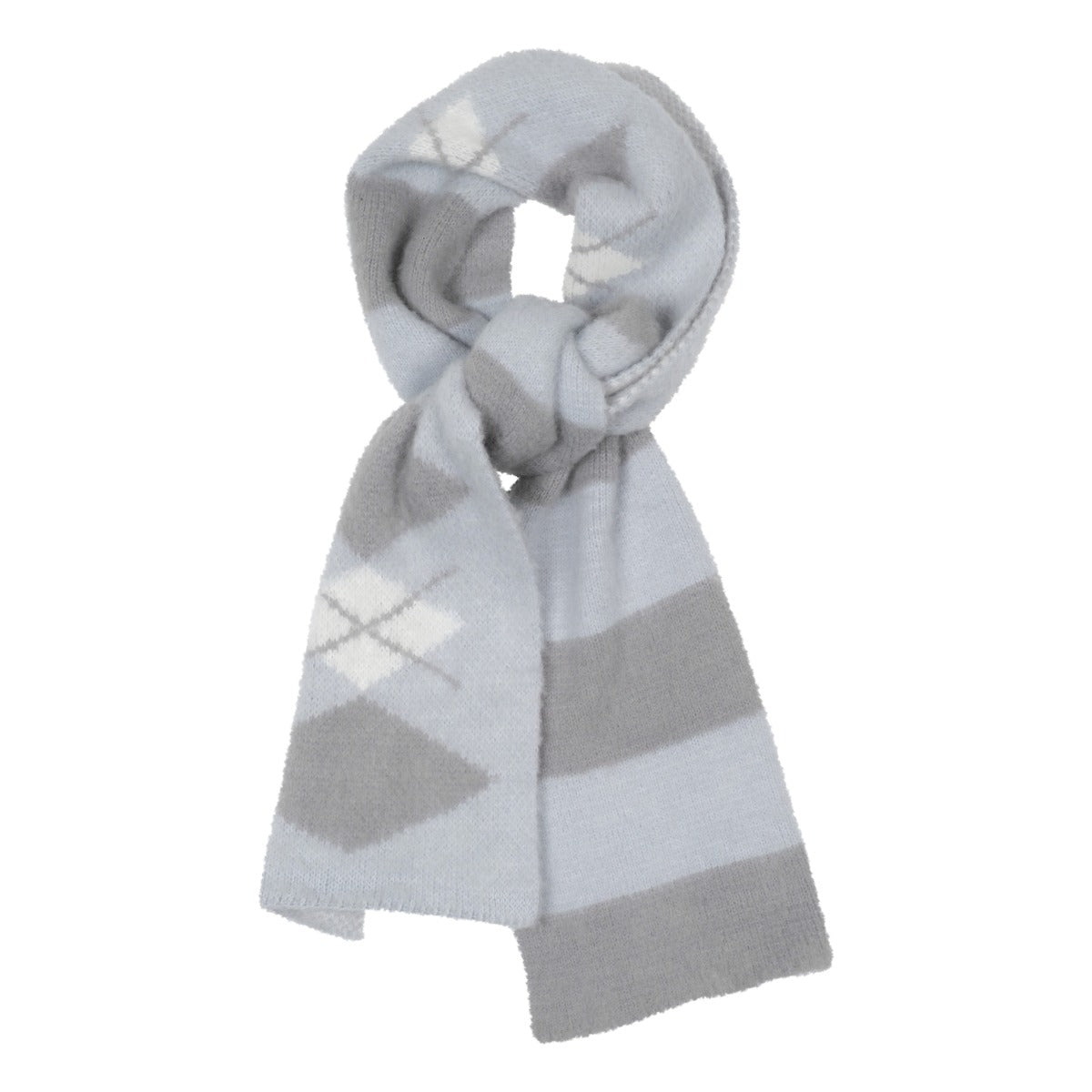 TCM stripe argyle muffler (grey)