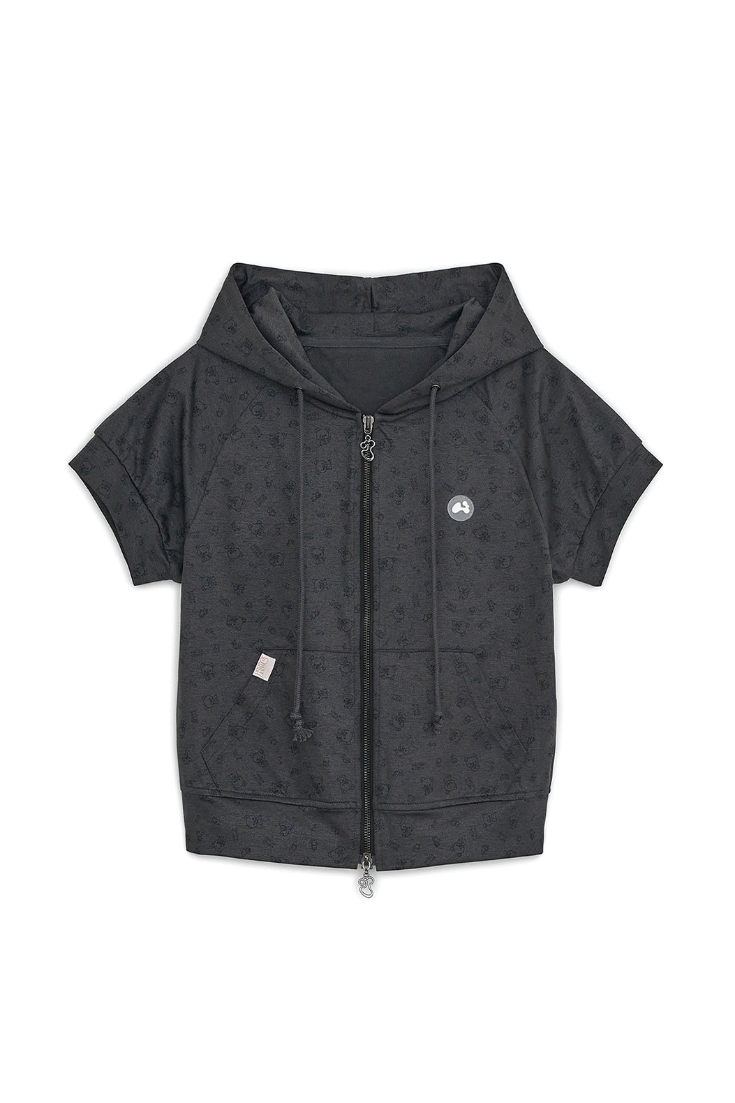 Korilakkuma printed hoodie zip-up (Charcoal)