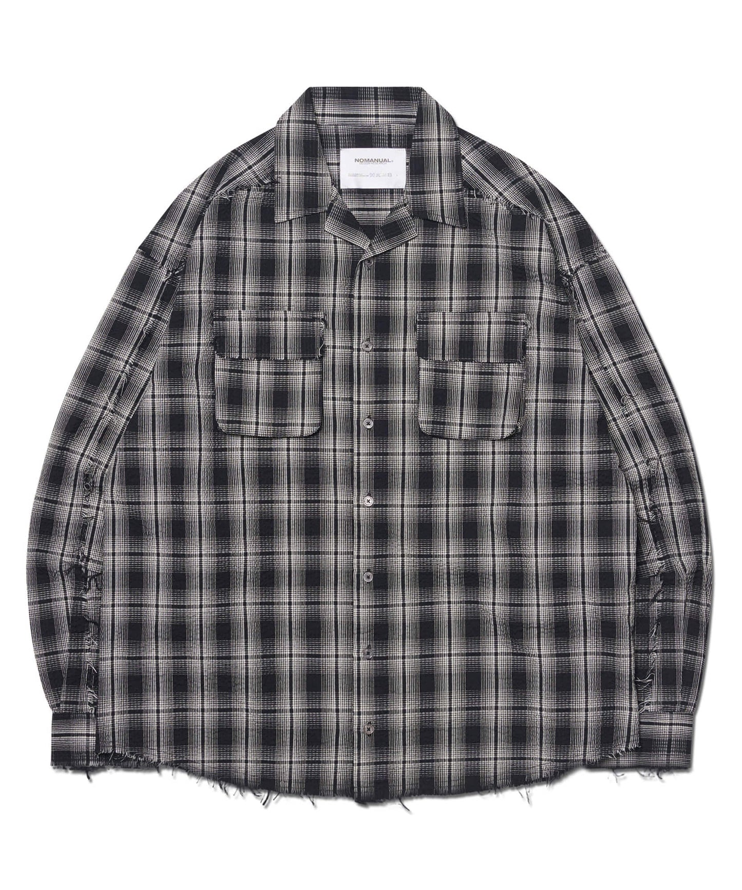 SEERSUCKER CHECK SHIRTS - BLACK