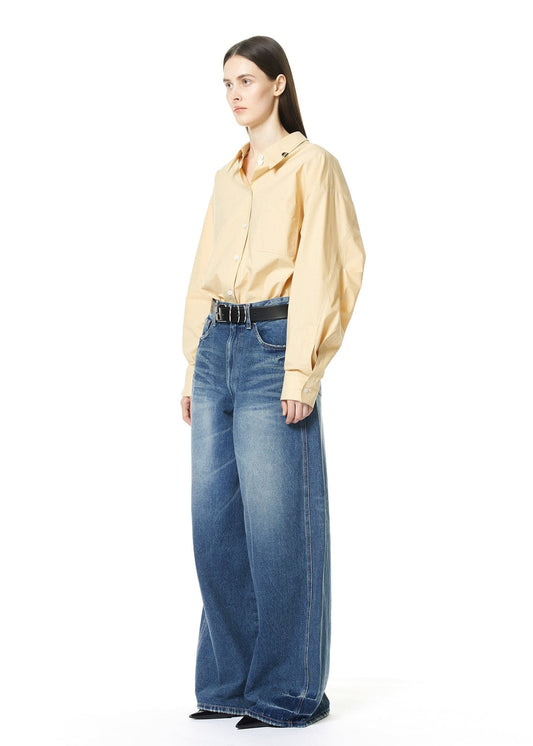 WIDE-LEG DENIM TROUSERS (BLUE)