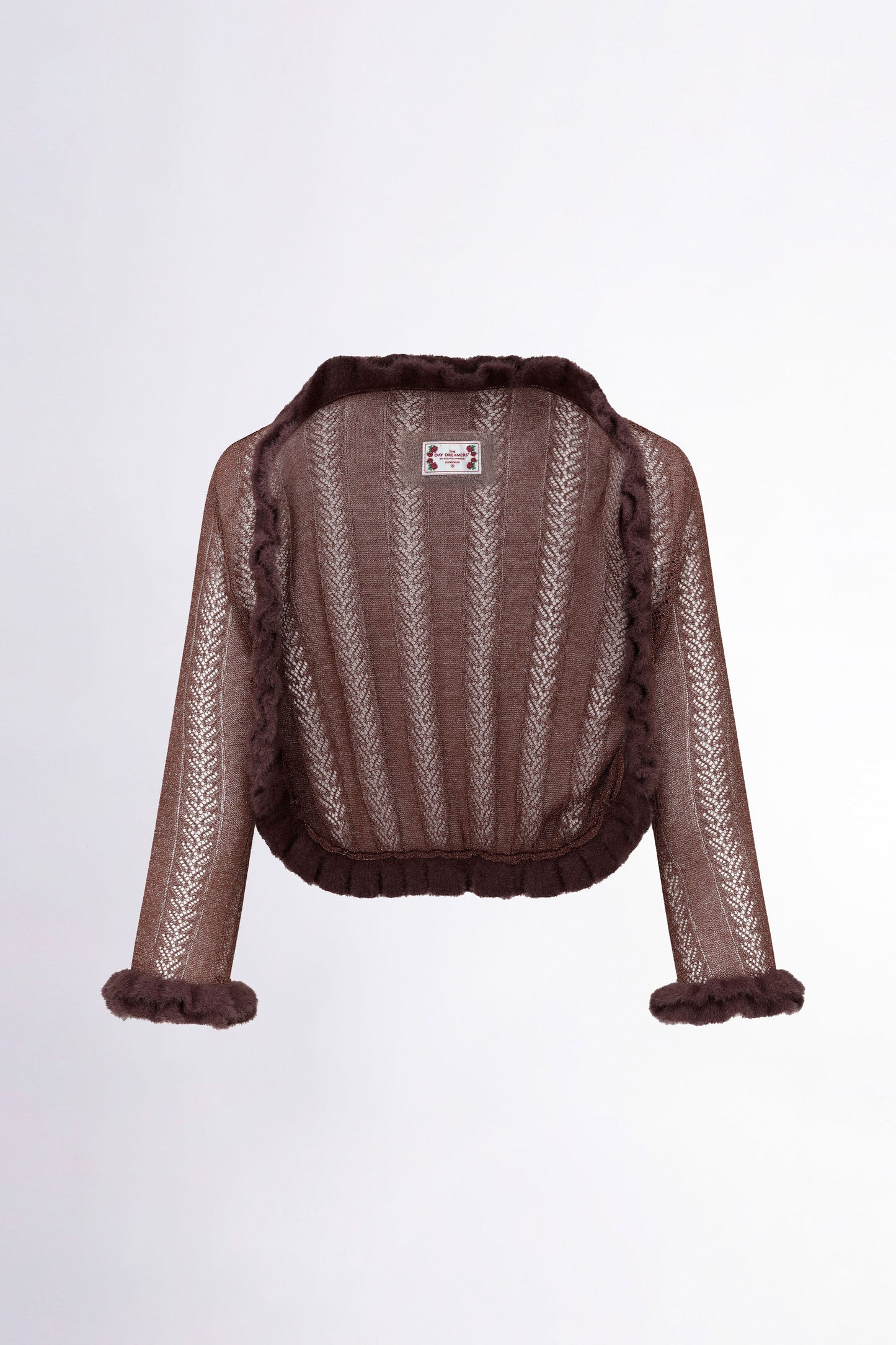 Fur Trimming Glitter Shrug Brown