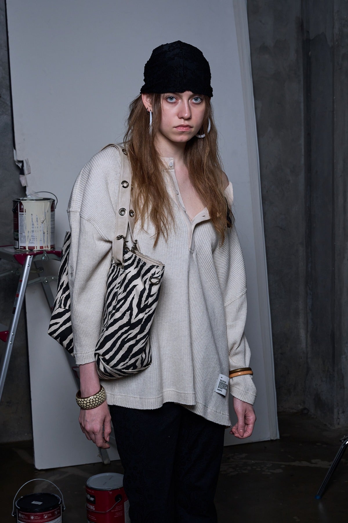 WAFFLE LONG SLEEVE T-SHIRT – IVORY