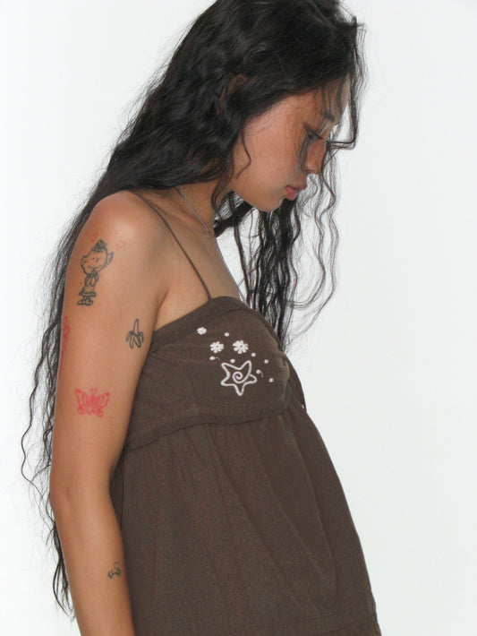 SOLAR STITCH SLEEVELESS BROWN
