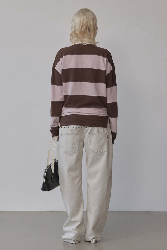 Rugby Striped Polo Jersey Pink/Brown