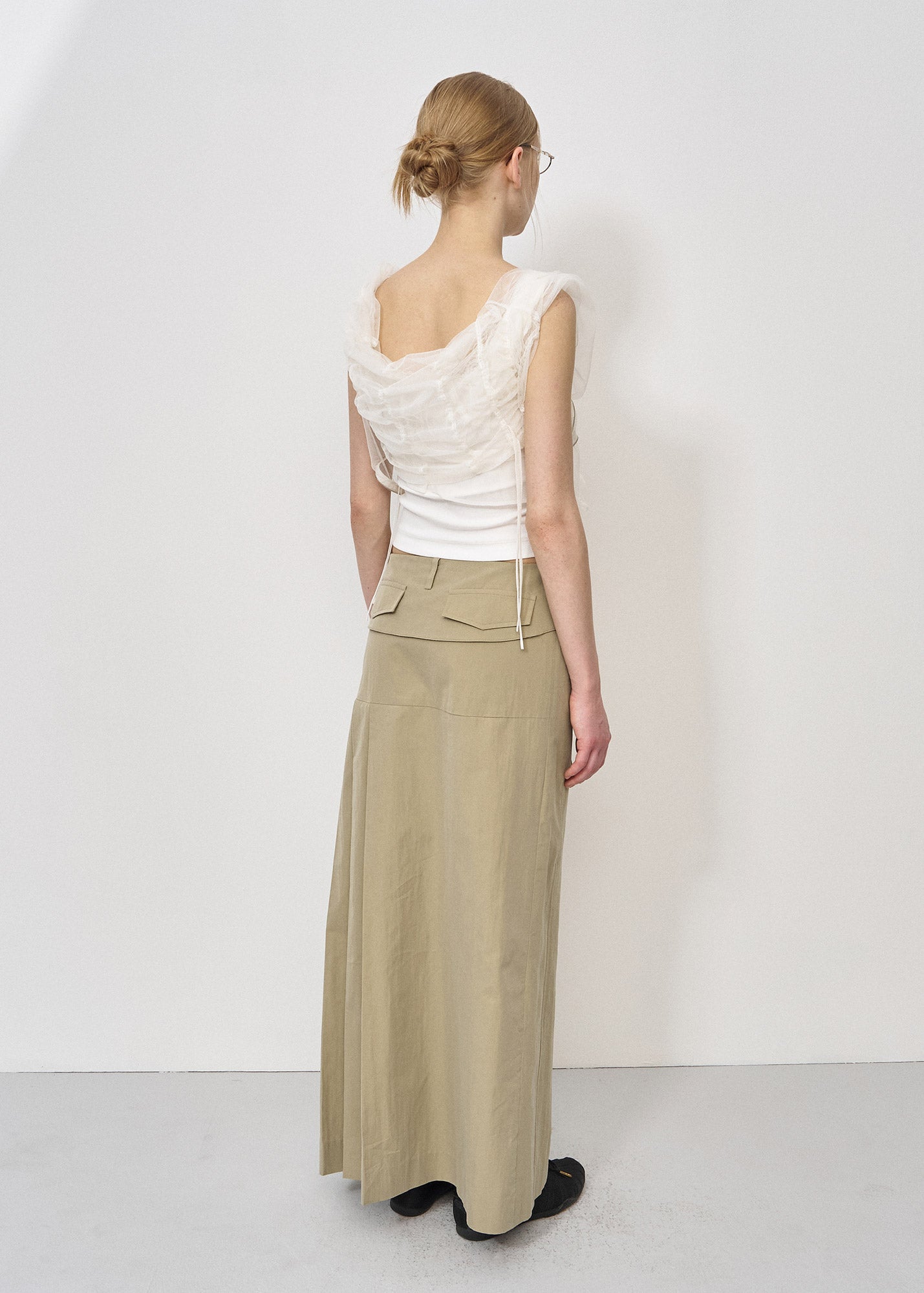 KNOT-DETAIL LONG SKIRT / 2 Color