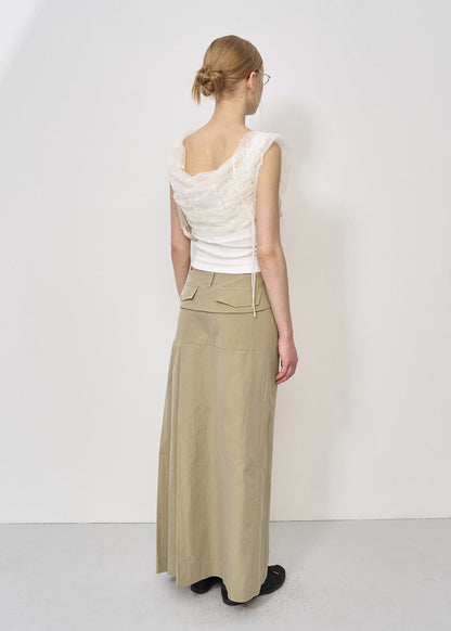 KNOT-DETAIL LONG SKIRT / 2 Color