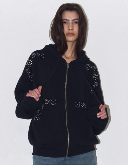 ORNAMENT STUDDED HOODIE_ONZI_EDITION / 2 Color