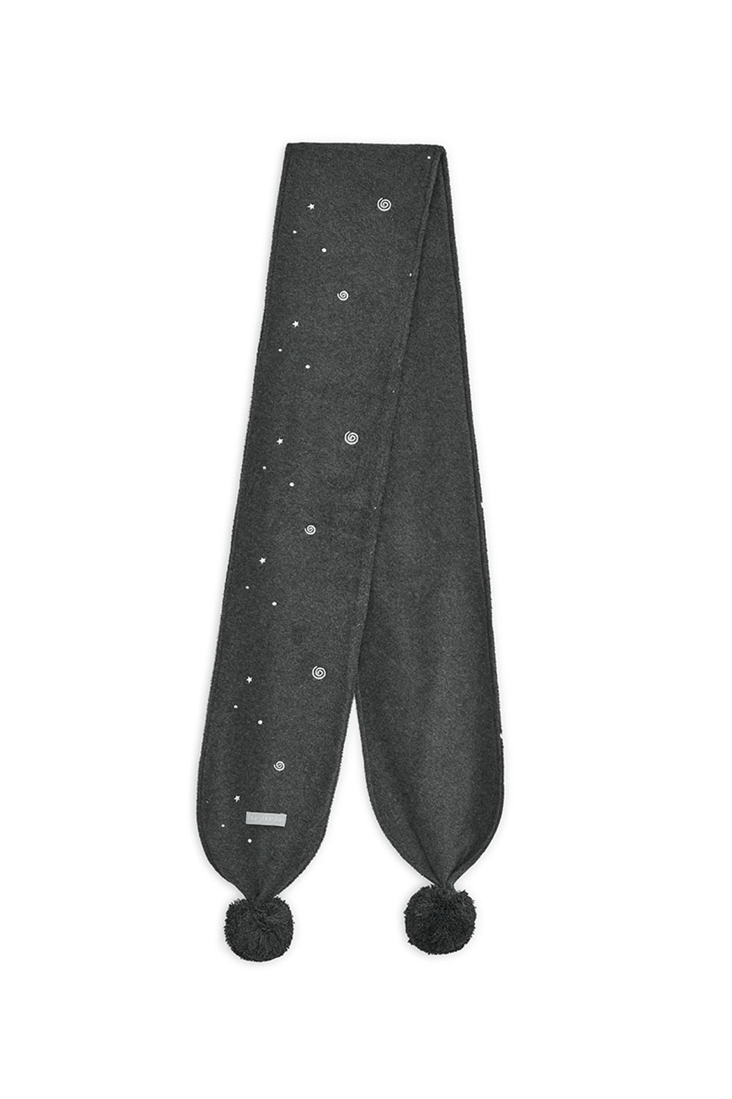 Embo pom-pom fleece muffler (Charcoal)
