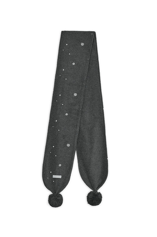 Embo pom-pom fleece muffler (Charcoal)