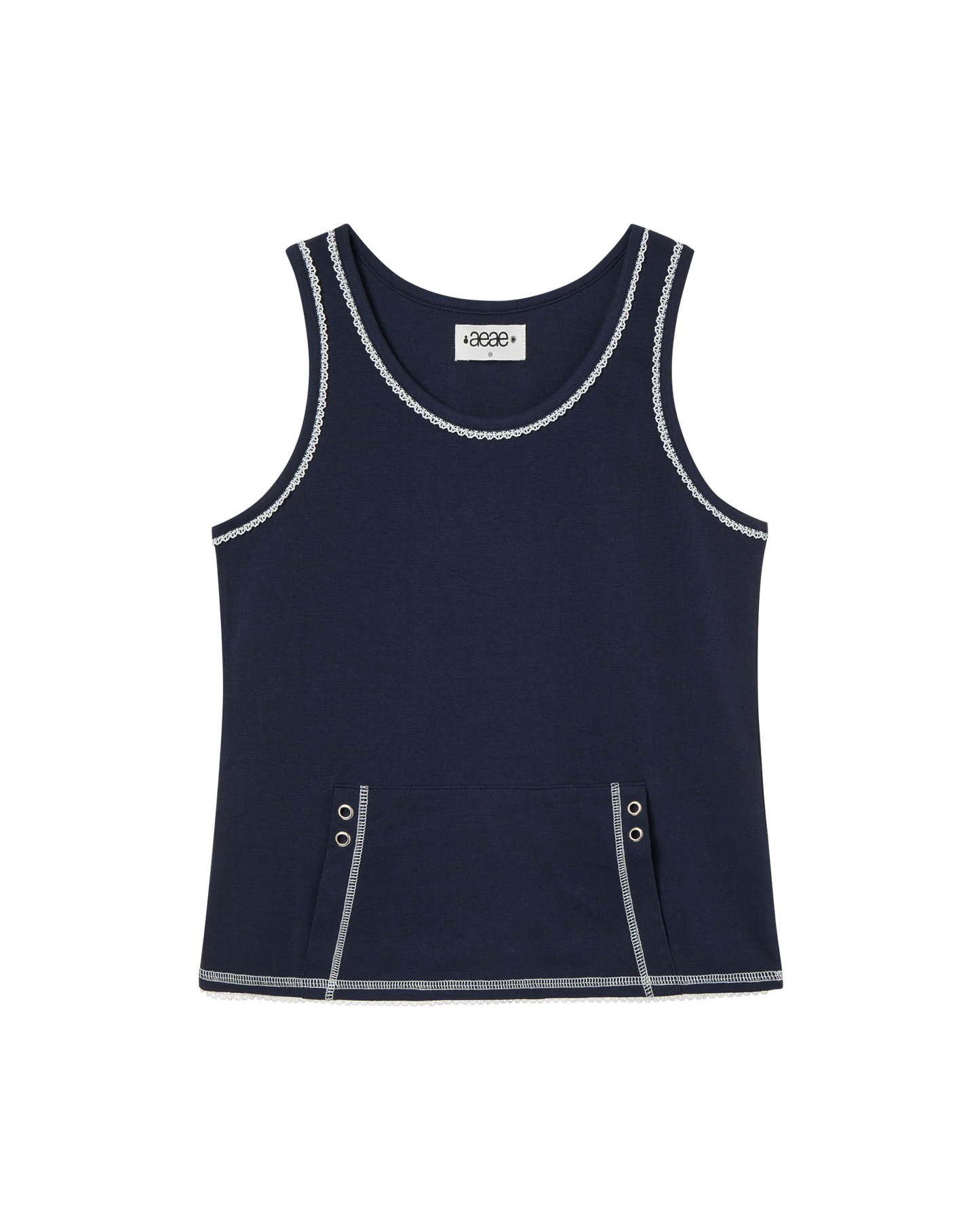 LACE POCKET SLEEVELESS [NAVY]