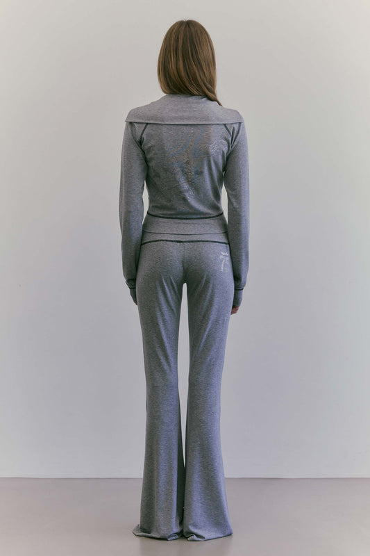 [Sculptor X Ed Hardy] Flare Track Pants Melange Gray