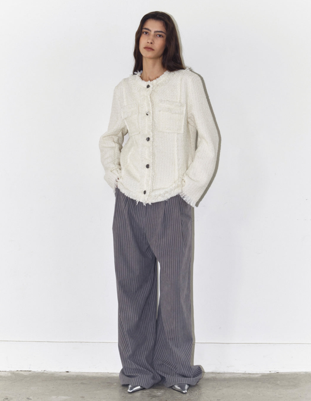 STRIPE OVERSIZED TUCK PANTS / 2 Color