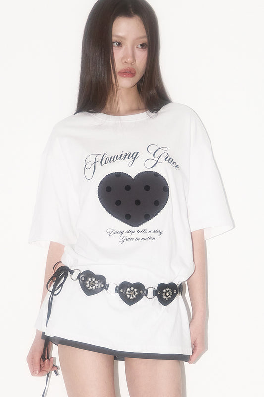 Dot Patch Oversized Fit T-Shirt White