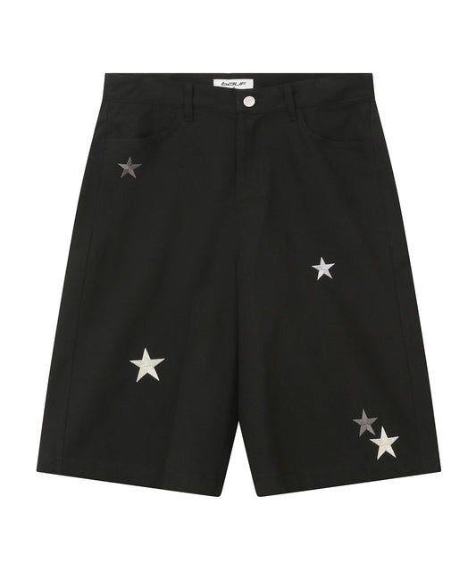 Star symbol Bermuda pants [Black]