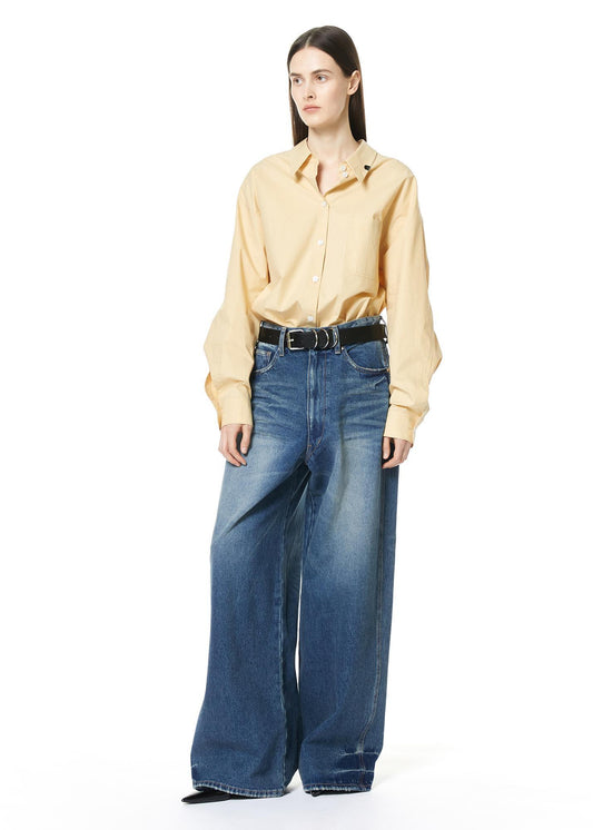 WIDE-LEG DENIM TROUSERS (BLUE)