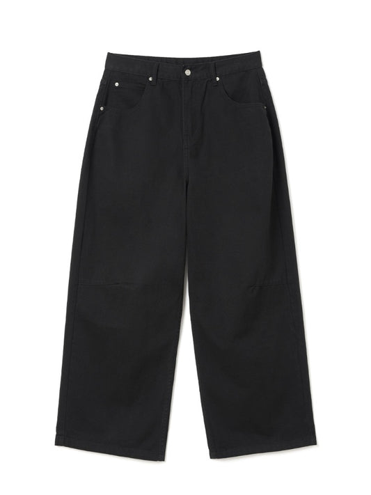 Loose Straight Denim Pants [Black]