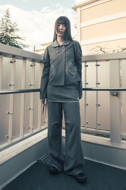 Detachable round jacket (Charcoal)