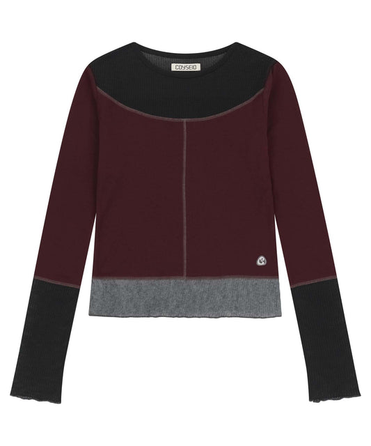 NET STITCH LONGSLEEVES PLUM RED