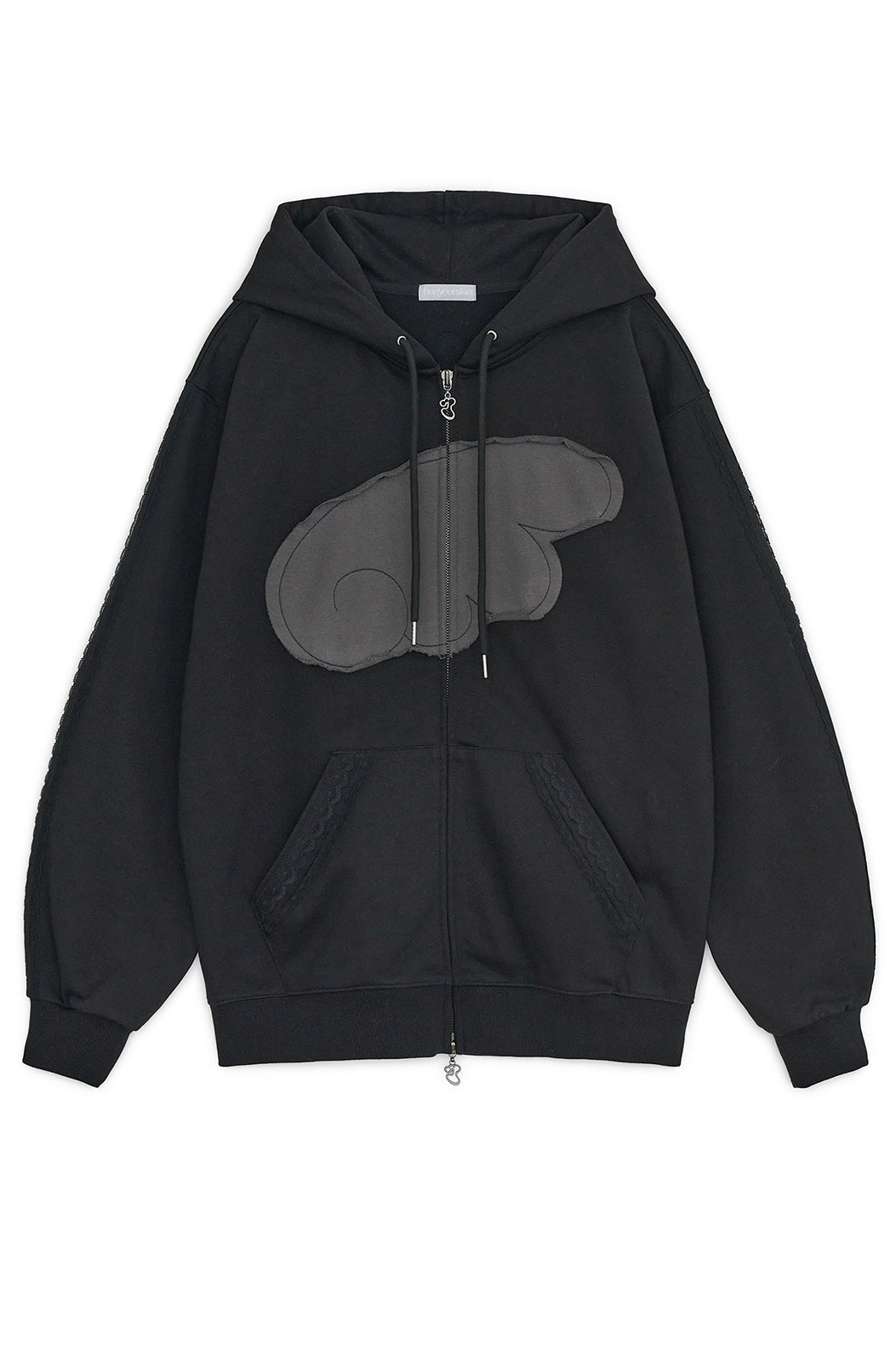 Angel wing hoodie zip-up (Black)