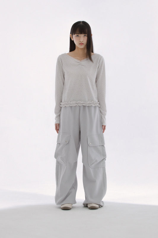 Frill leopard T (Ivory)