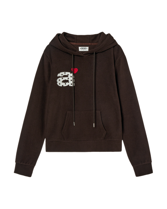 DOT SMALL LETTER FLEECE HOODIE [BROWN]