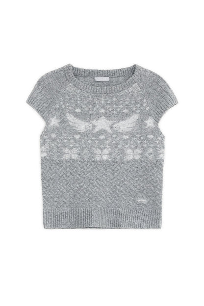 Star-wing knit top (Graish blue)