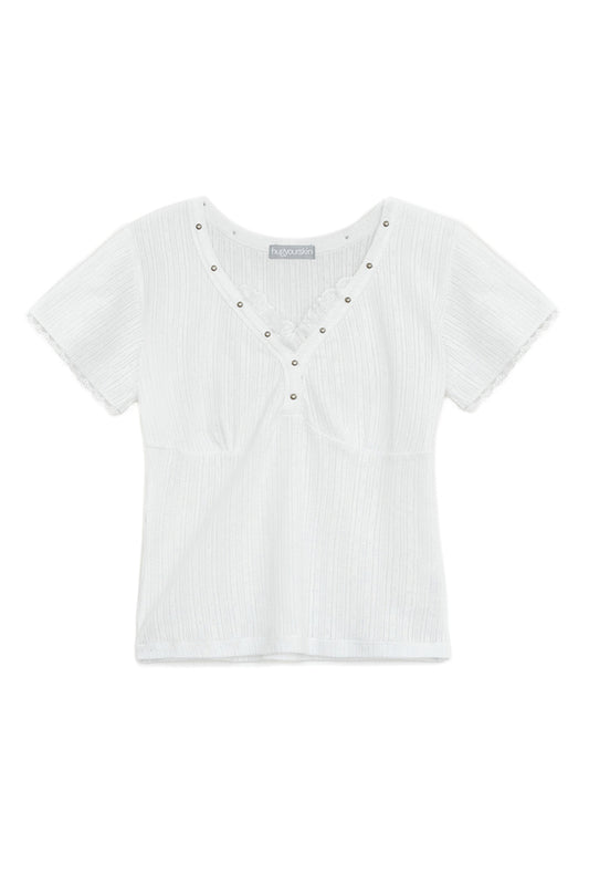 Lace studded top (White)