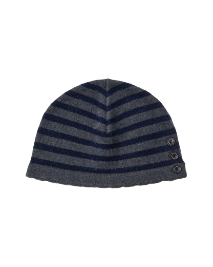 STRIPE BUTTON BEANIE [GREY]