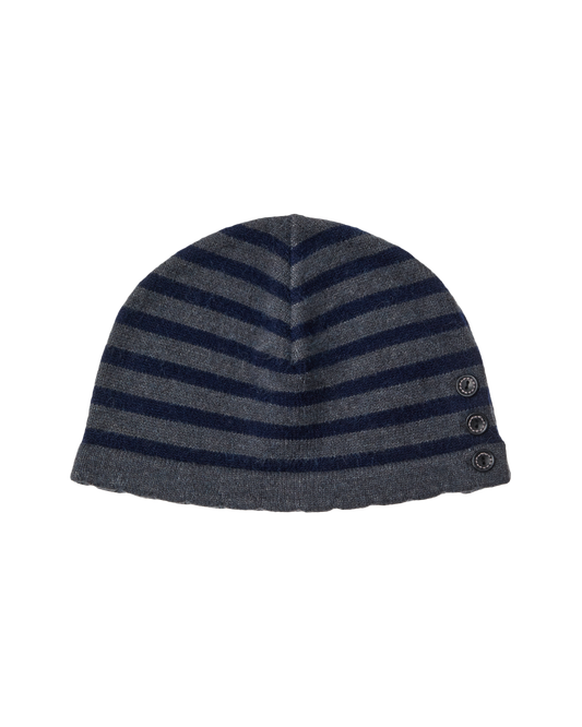 STRIPE BUTTON BEANIE [GREY]