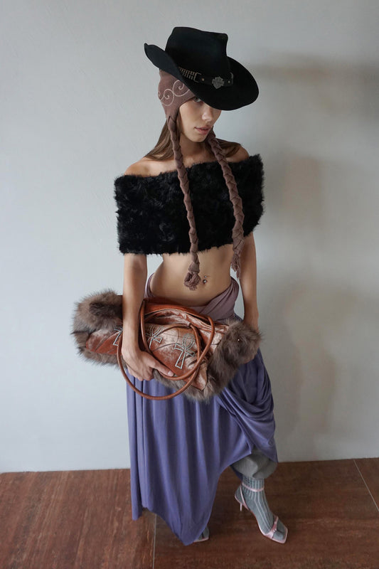 Draping Unbalance Skirt Purple