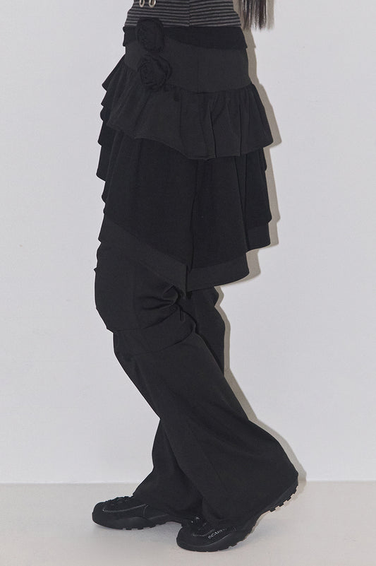 Bloom flared skirt pants Black