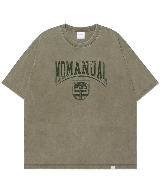 (6/2 deliver) EMBLEM WASHED T-SHIRT - WASHED KHAKI