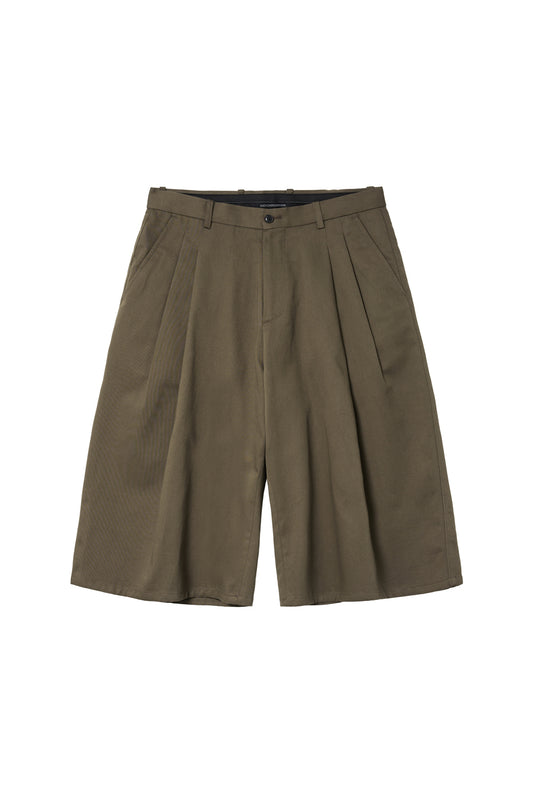 Two Pleats Shorts Dark Brown