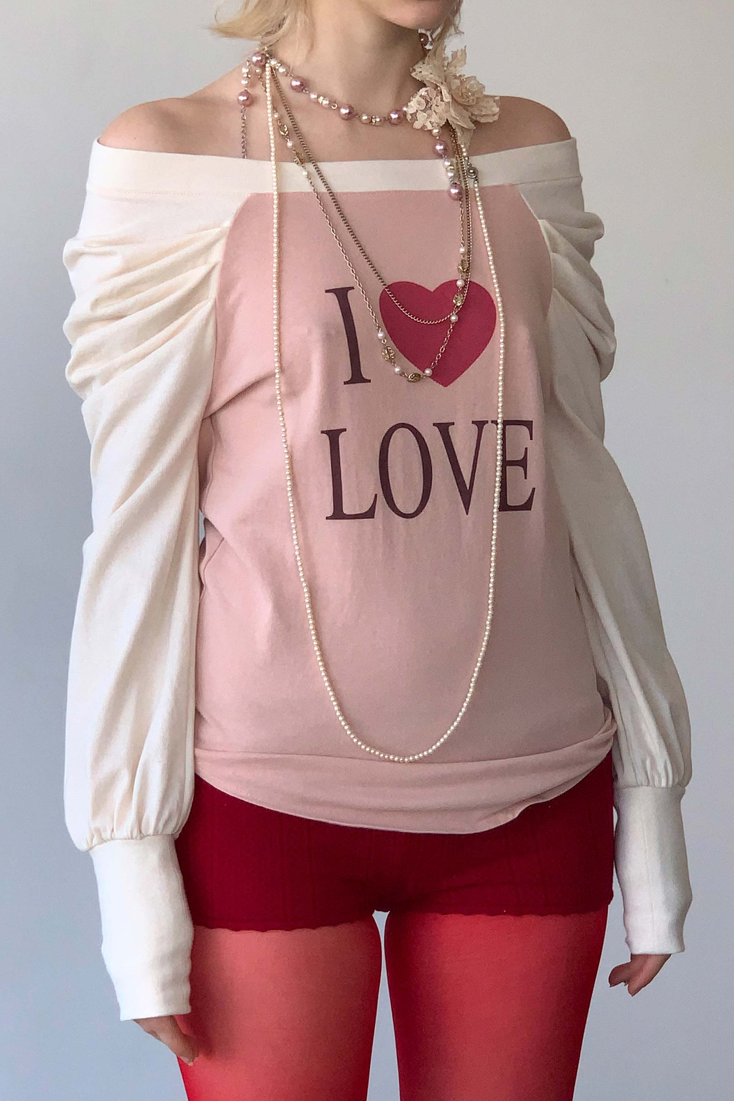 Love Off-Shoulder Tee Peach