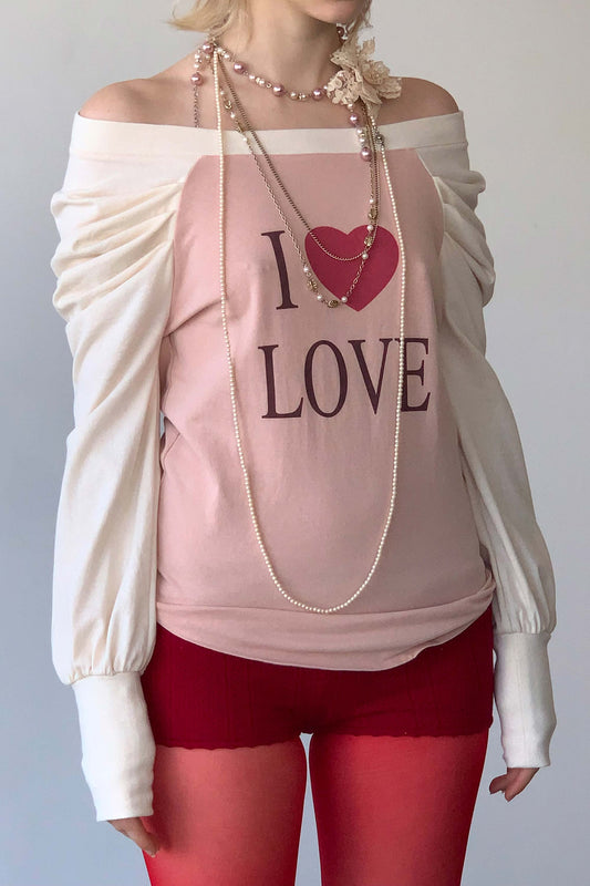 Love Off-Shoulder Tee Peach