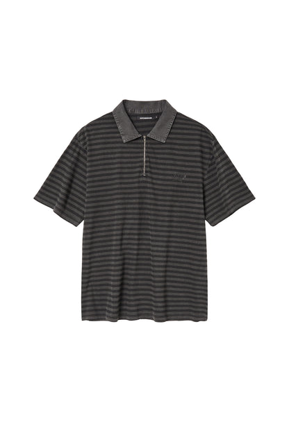VTG Stripe Polo Tee 1/2 Charcoal