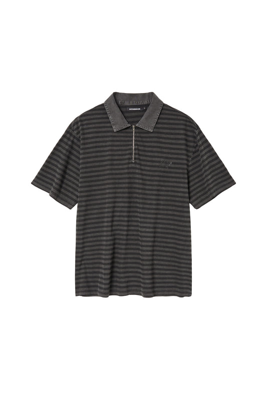 VTG Stripe Polo Tee 1/2 Charcoal