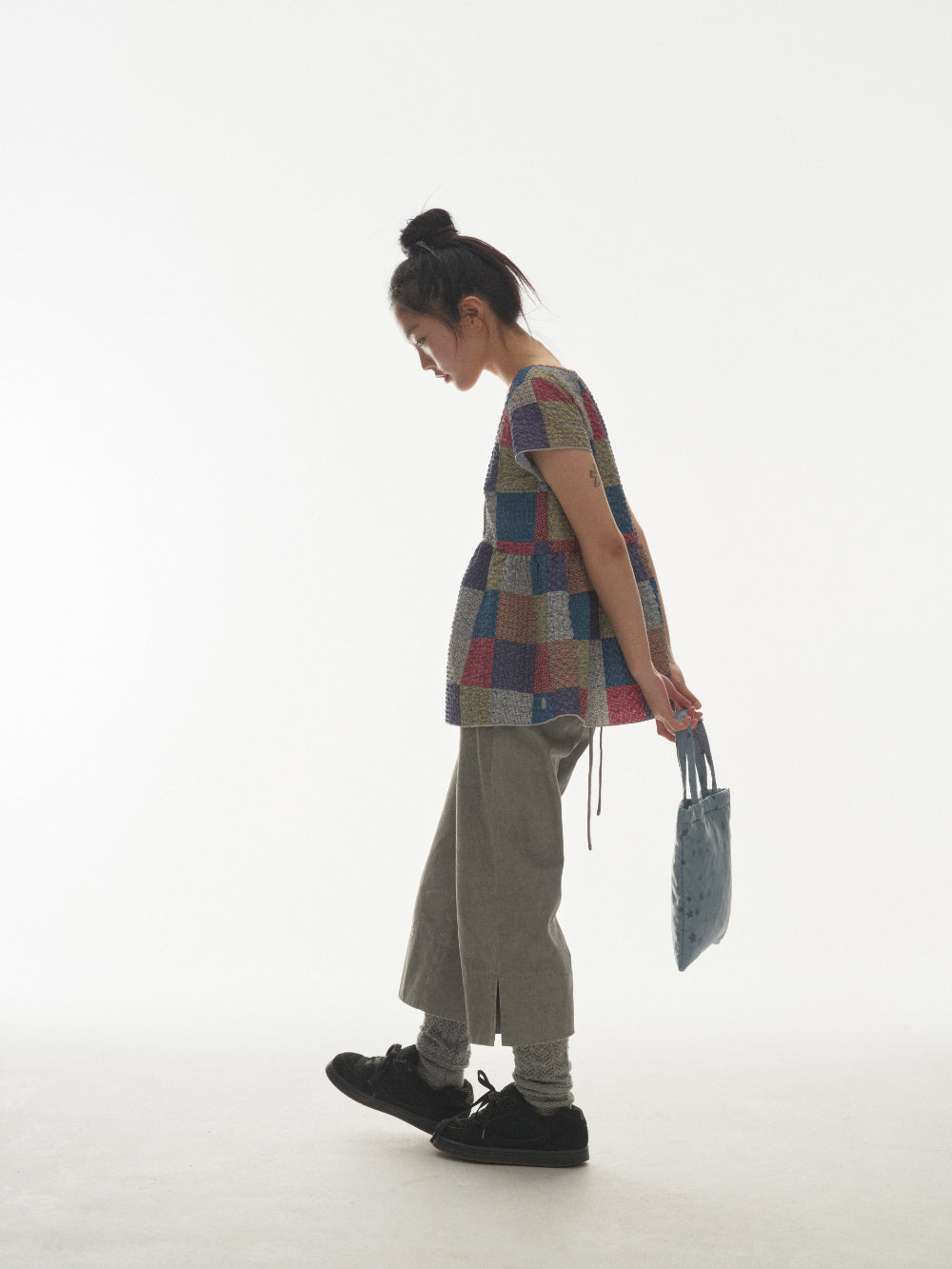 DOUBLE CAPRI PANTS LIGHT GREY 