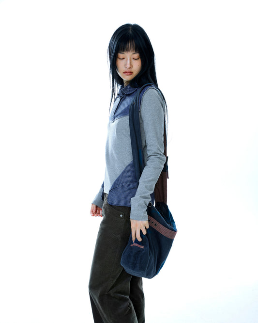 REVERSIBLE COLLAR LONGSLEEVES MELANGE GRAY