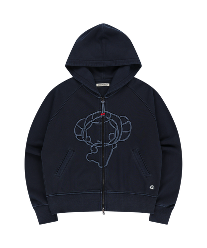 VINTAGE TAPE HOOD ZIP-UP NAVY