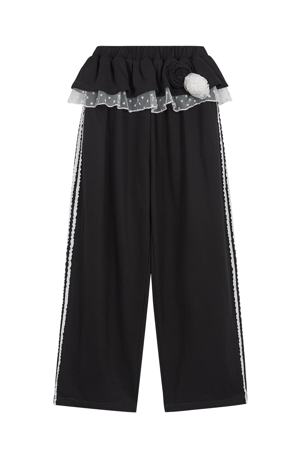 Bloom Ruffle Lace Sweatpants / Black