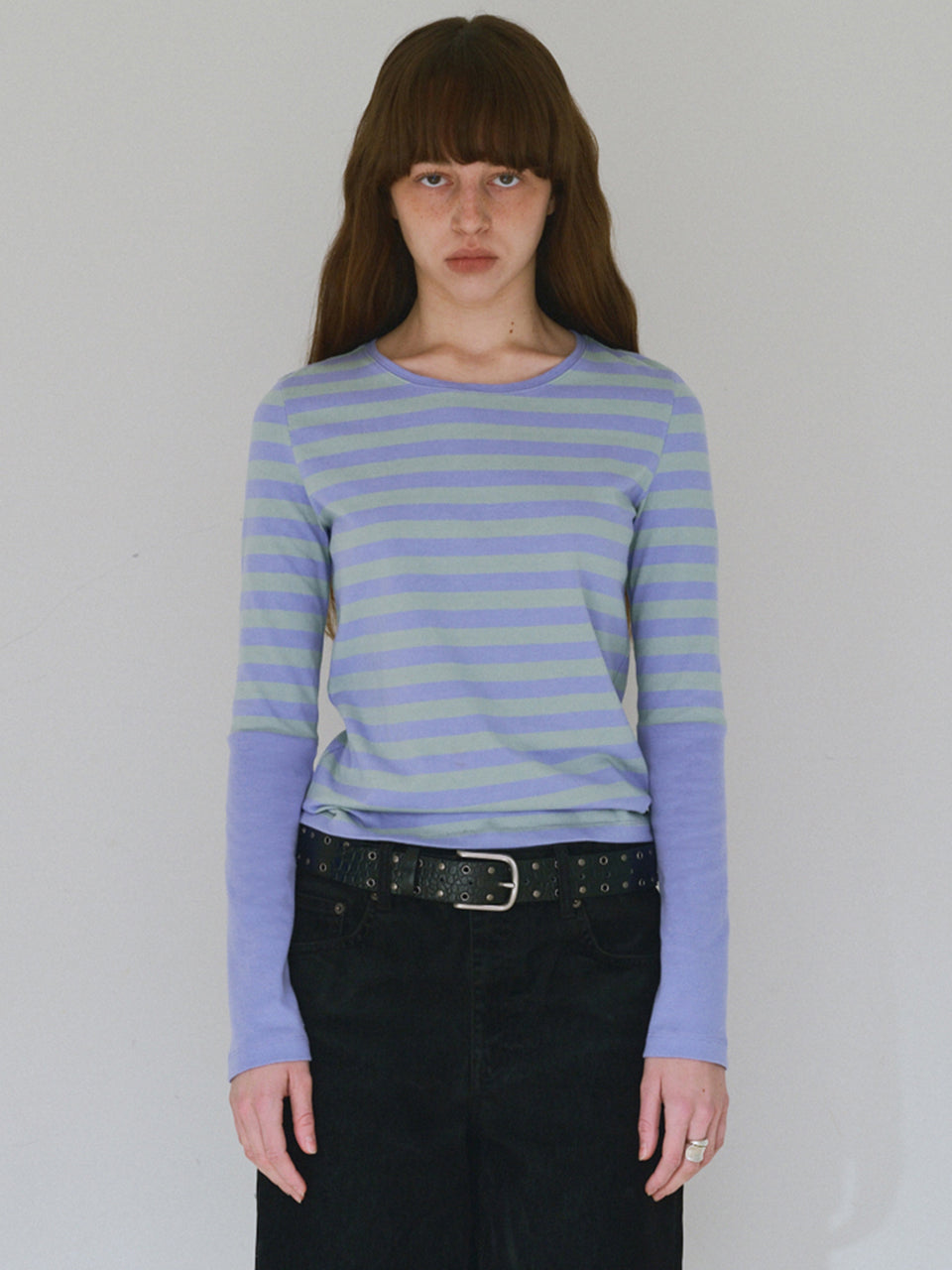 Stripe Warmer T-shirts [Purple]