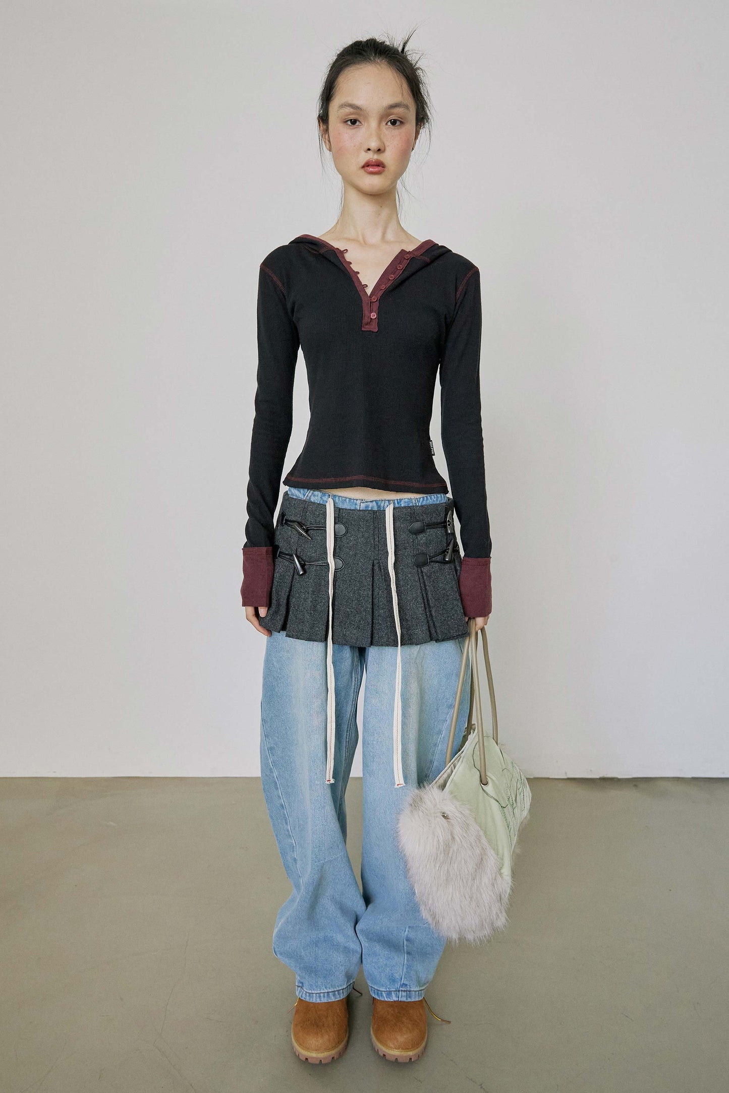 Heather Hoodie Tee Black