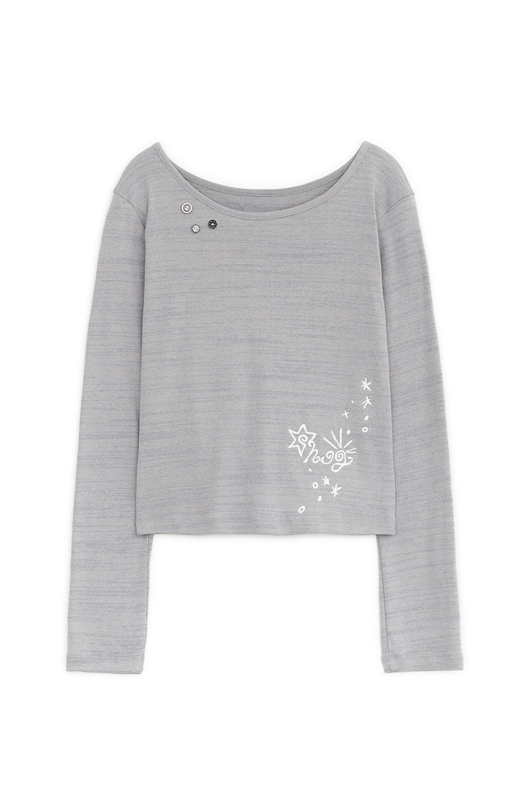 HUG stitch knit T (Graish pink)